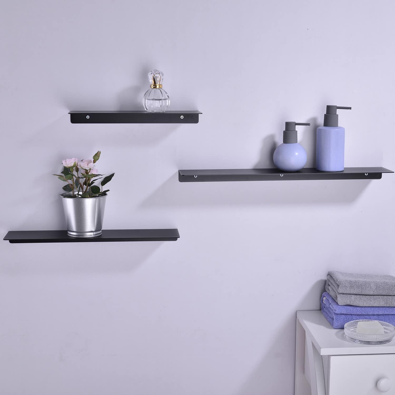 TRUSTMI Wall Mounted Floating Shelf Heavy Duty Matte Black