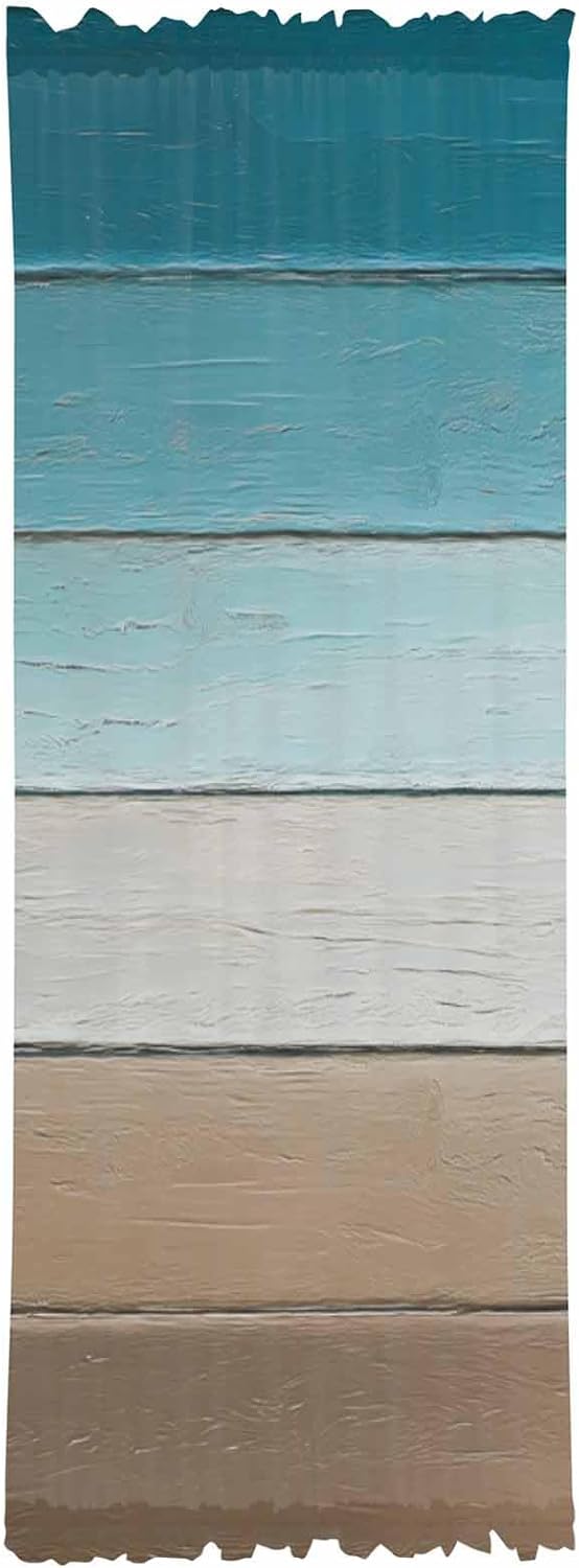 Turquoise Brown French Door Curtain with Rod Pocket