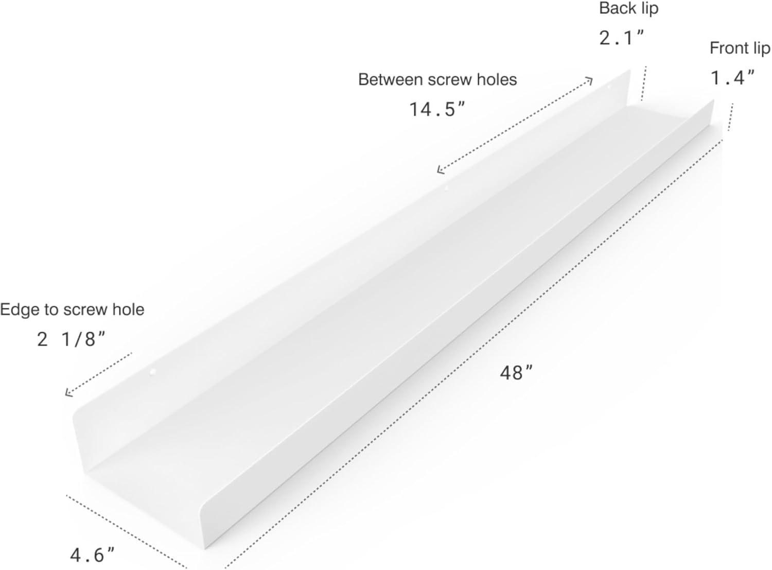 DIY CARTEL Floating Metal Wall Shelf - 48in White