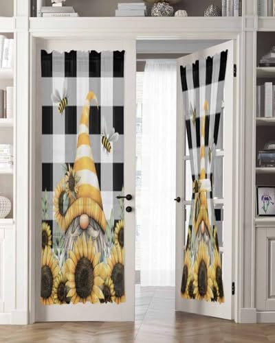 Yellow Dwarf French Door Curtain with Sunflower Hat Design