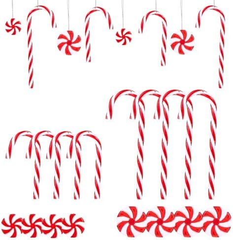 Naler 24pcs Candy Cane Christmas Ornaments Set