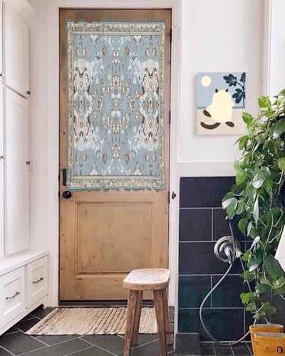 Abstract Blue Door Curtains 54x40 Rod Pocket Panels