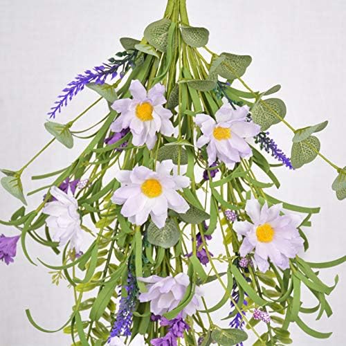 Artificial Daisy Teardrop Wreath for Front Door