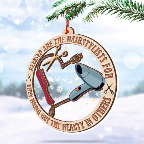 Hairdresser Christmas Ornament 2024 - Wood Acrylic Decor