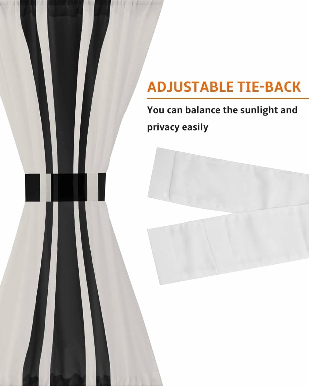 Farm Simple Geometric Black Stripes French Door Curtain Panel
