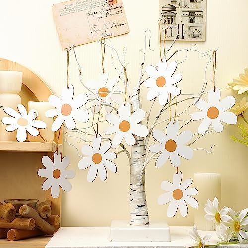 Geetery 36 Pcs Daisy Wood Cutout Hanging Ornaments
