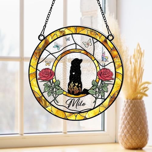 Personalized Dog Memorial Suncatcher Custom Pet Loss Gift with Name