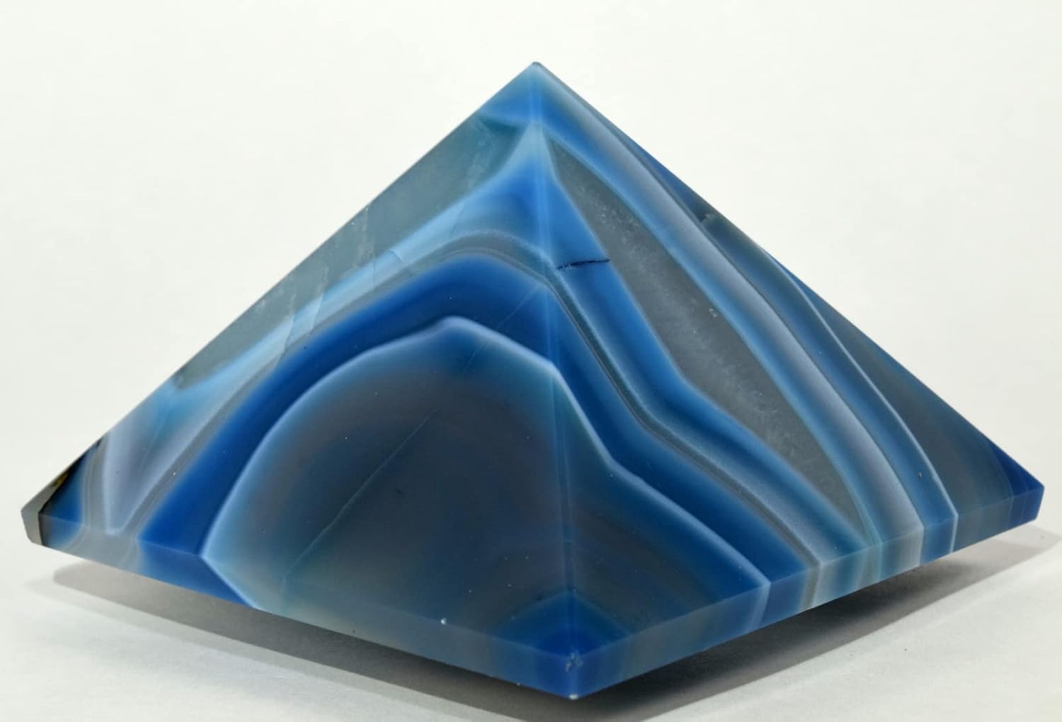 28 Inch Dyed Blue Agate With Quartz Druzy Pyramid - India Collectible Specimen