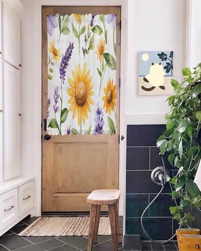French Door Curtain with Sunflower and Lavender Design
