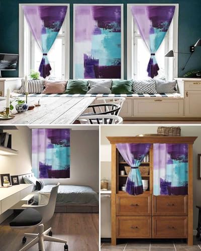 Purple Turquoise Self Adhesive Blackout Curtains 52x84