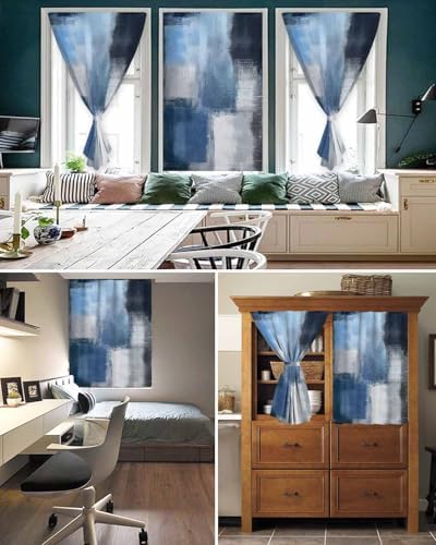 Abstract Blue Self Adhesive Portable Curtains for Windows