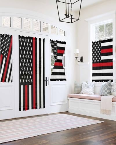 Red White American Flag French Door Panels