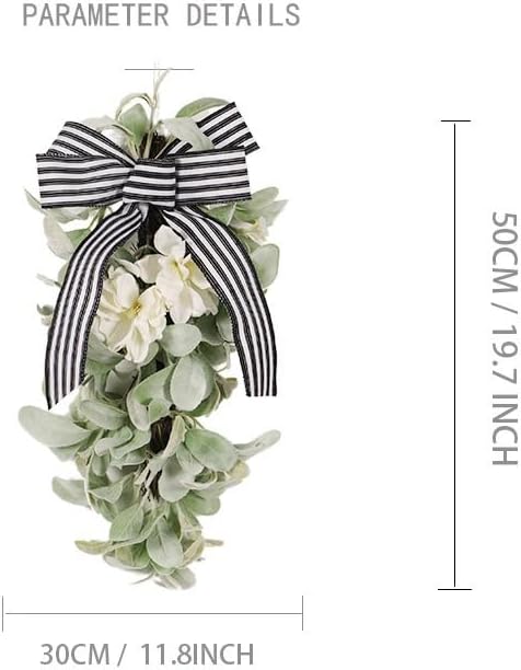 Artificial Eucalyptus Teardrop Wreath with Ribbon