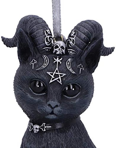 Nemesis Now Horned Cat Hanging Ornament 10cm Black Resin