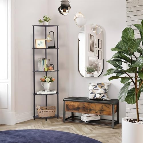 Defined Deco 63 Inch Corner Shelf 5 Tier Industrial Bookshelf