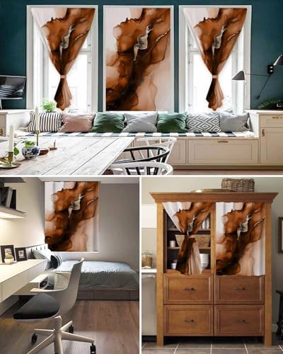 Yomandocix 47x63 Inch Blue Marble Self Adhesive Curtains for Windows