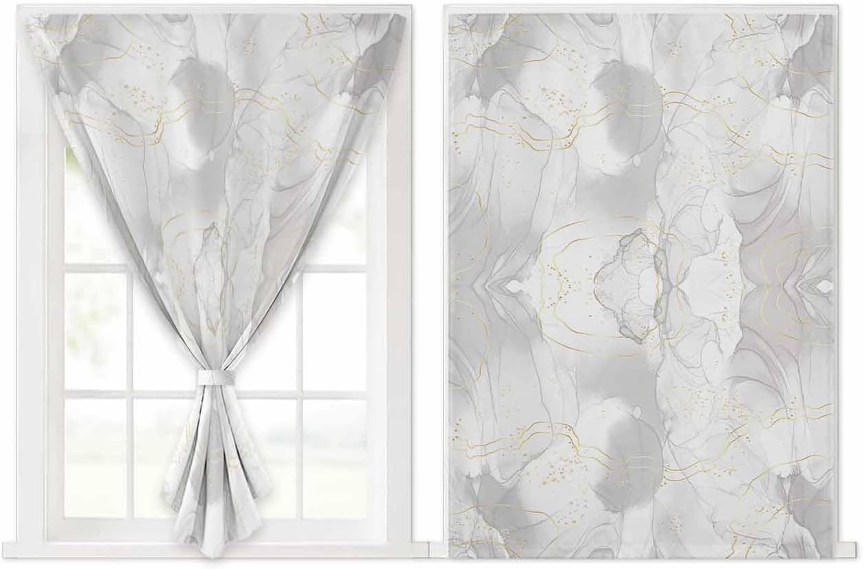 Grey Ombre Marble Self Adhesive Portable Curtains for Windows