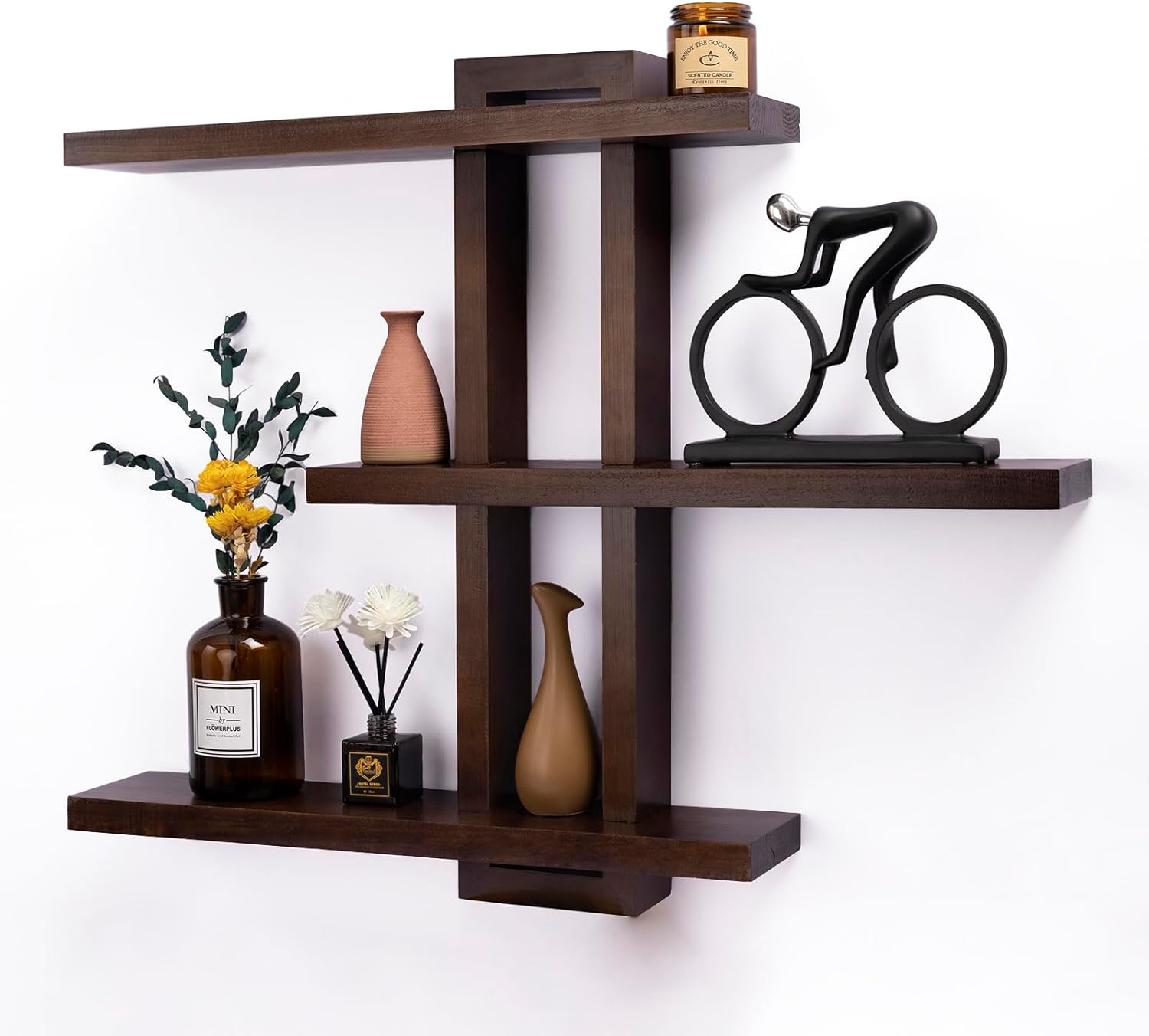Variable Floating Shelves Wood Set of 3 - Dark Walnut