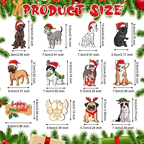 24 Pieces Wooden Dog Ornaments for Christmas Tree Decorations