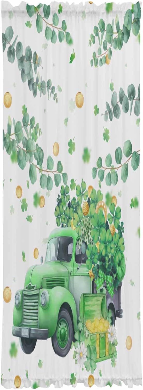 Green Truck Clover French Door Curtain Panels