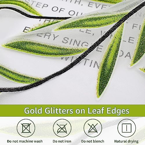 BROSHAN Green Pattern Sheer Curtains 2 Panels 78 Inches