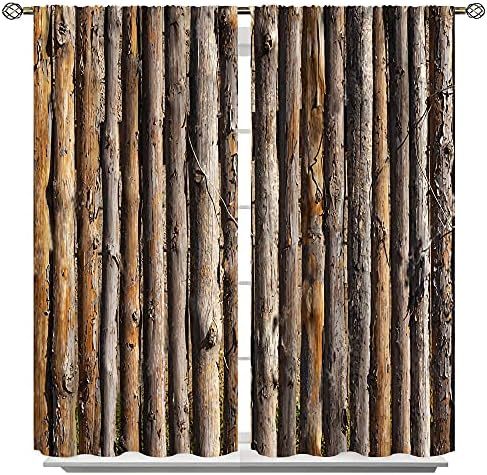 Rustic Wooden Barn Door Curtains - Room Darkening 42x63 Inch Panels