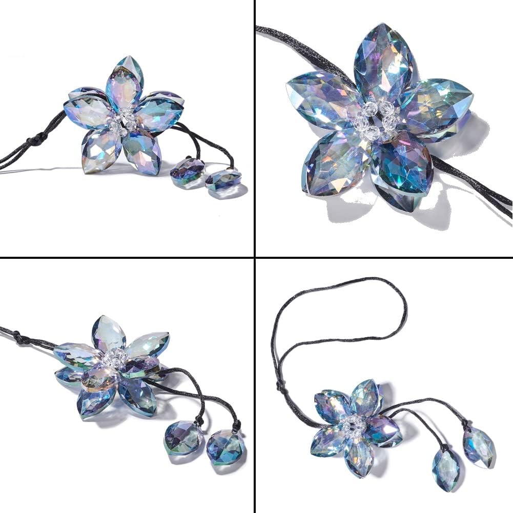 Crystal Flower Rear View Mirror Pendant Car Hanging Ornament Lucky Accessory