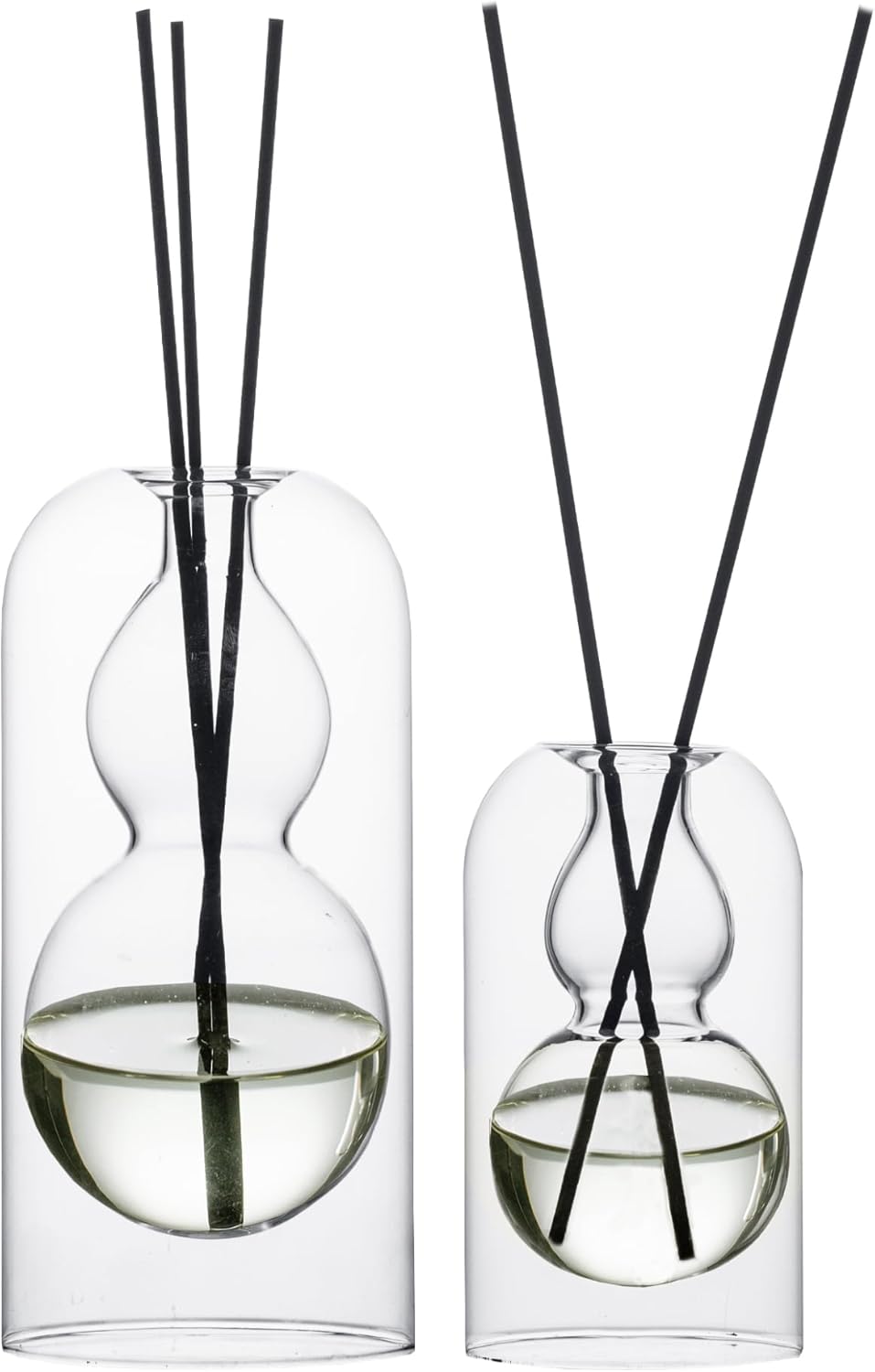 GalDal Empty Glass Fragrance Diffuser Bottles with 16pcs Black Reed Sticks 2pcs Set