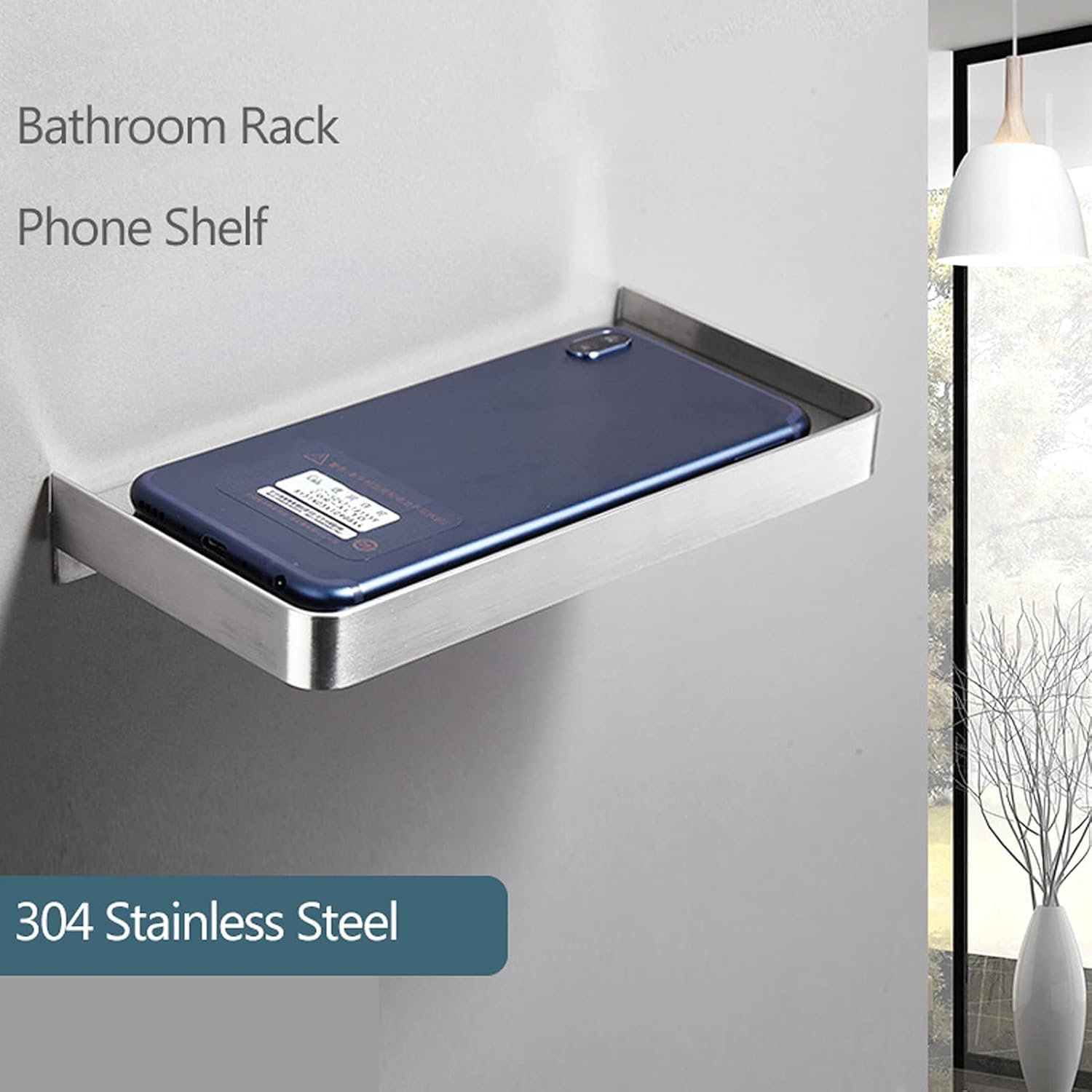 Floating Wall Shelf Phone Holder for Bathroom