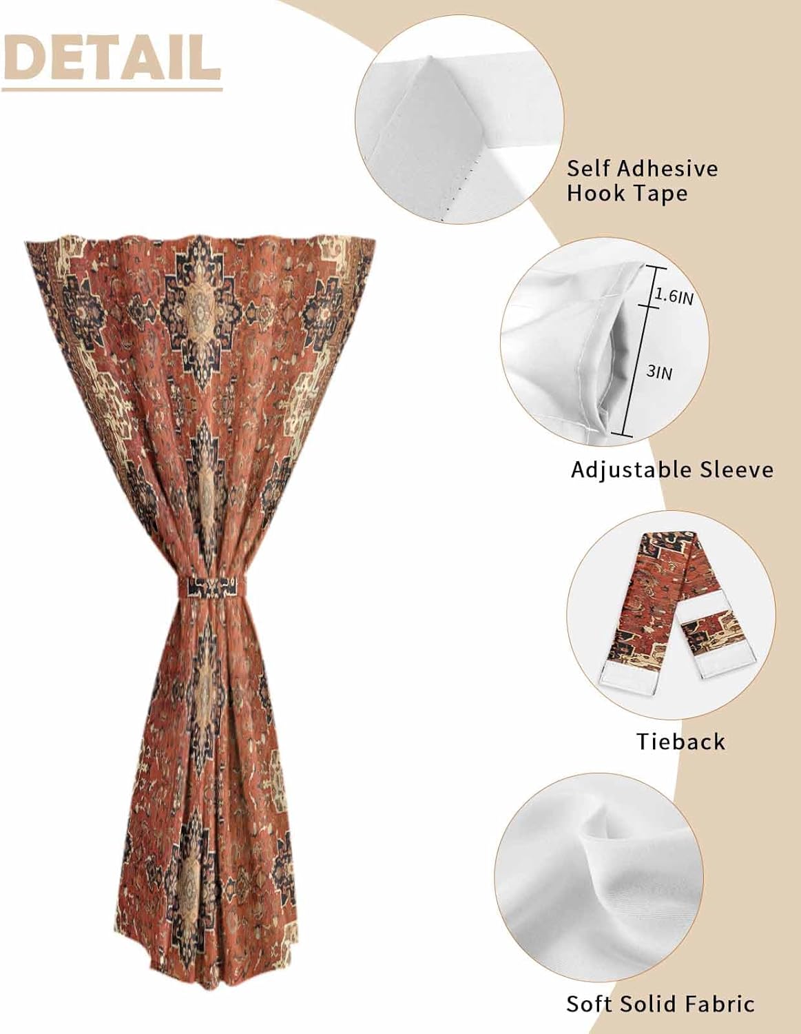 Yomandocix Southwest Self Adhesive Curtains 35x63 Inches 1