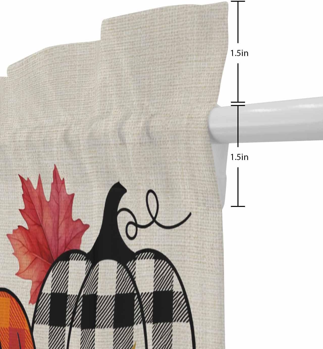 Orange Pumpkins French Door Curtain with Plaid Design