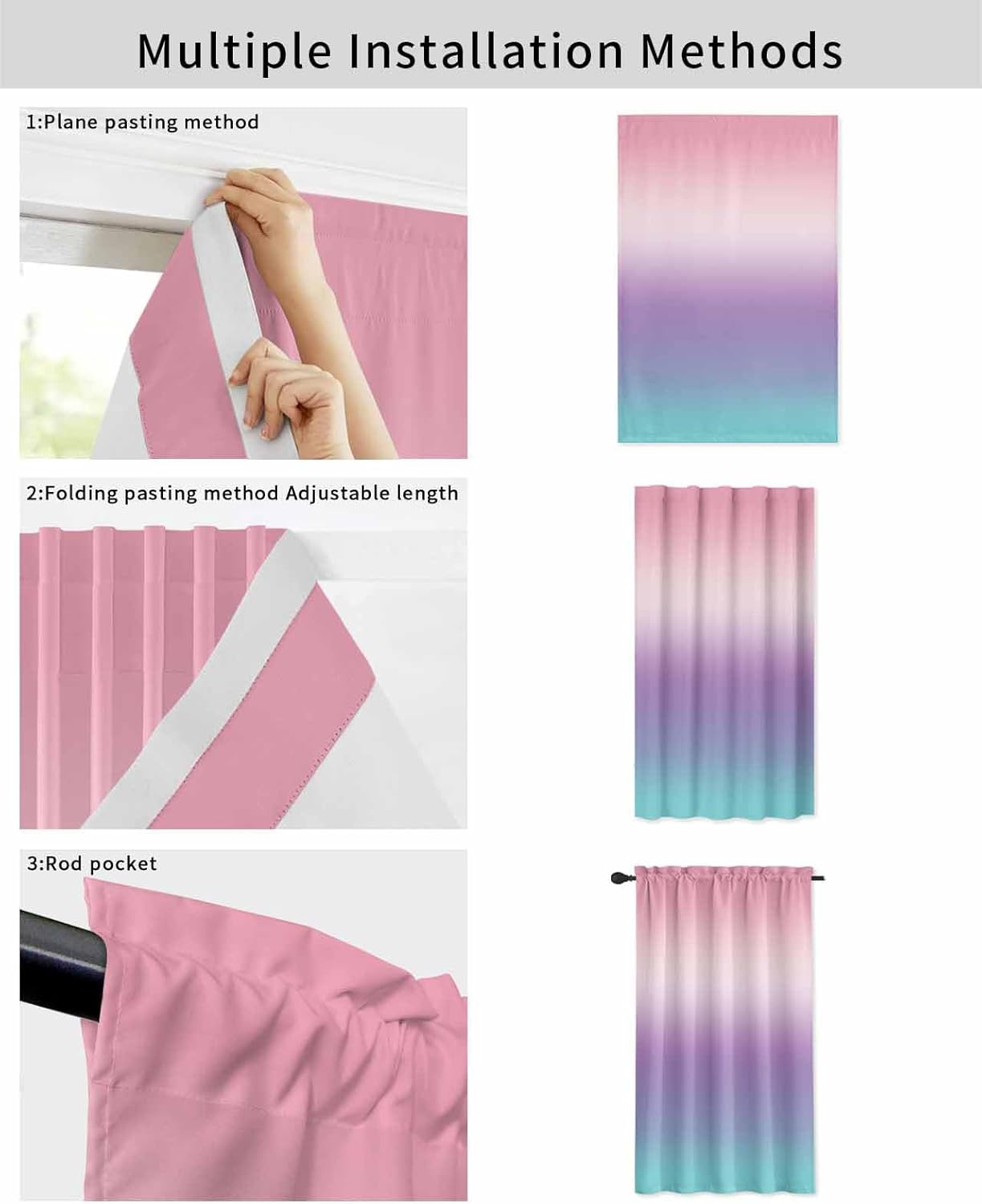 Yomandocix Rainbow Self Adhesive Curtains for Windows