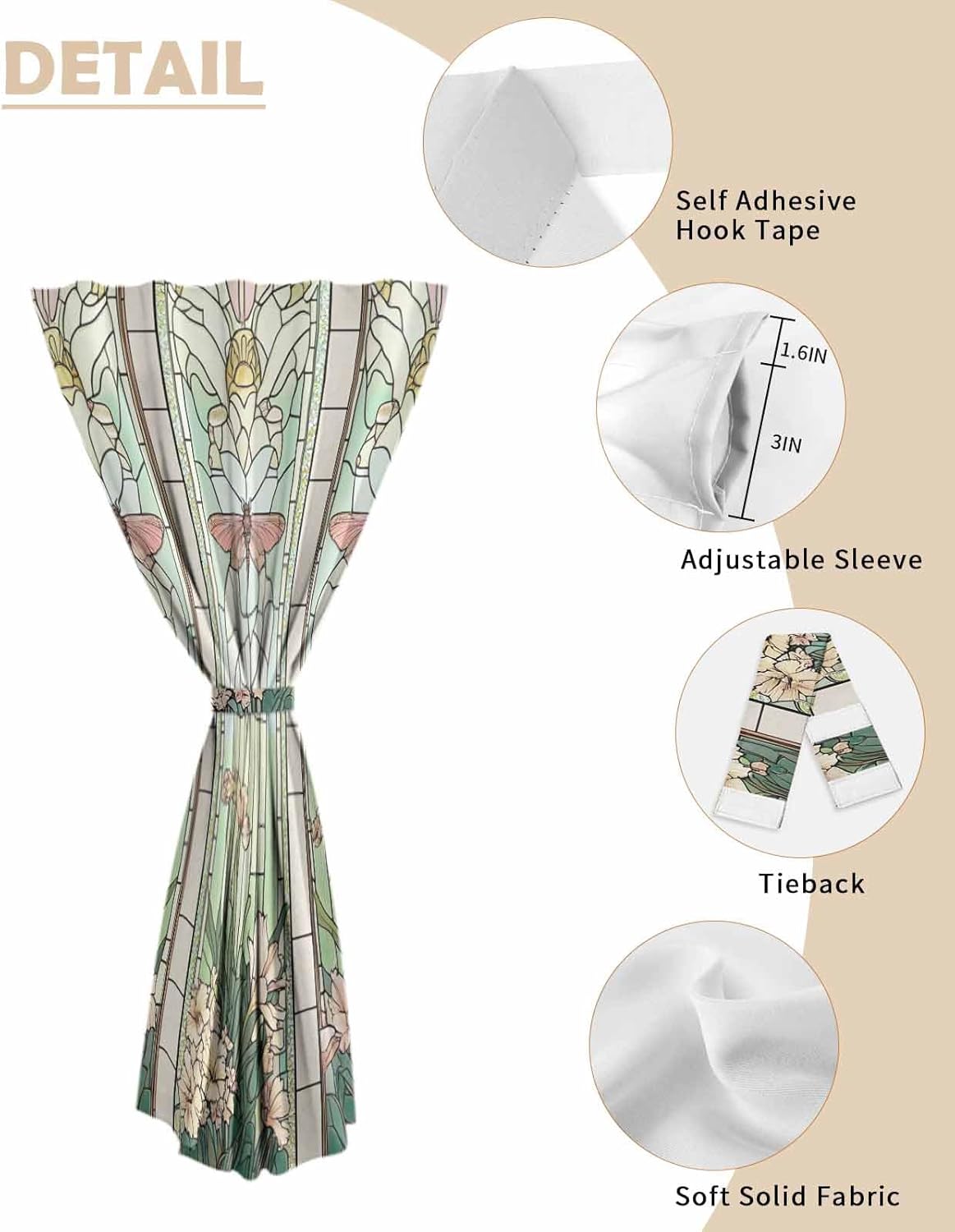 Butterfly Stained Glass Self Adhesive Curtains for Windows