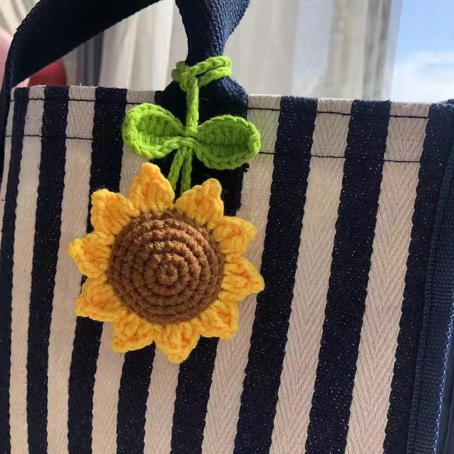 2 Pack Crochet Sunflower Car Hanging Ornament for Women