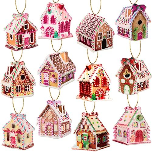 12 Pcs Christmas Candy Lollipop Ornaments with Gold Ribbon