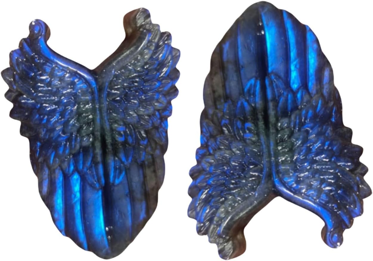 2pc Natural Blue Crystal Labradorite Hand Carved Love Token