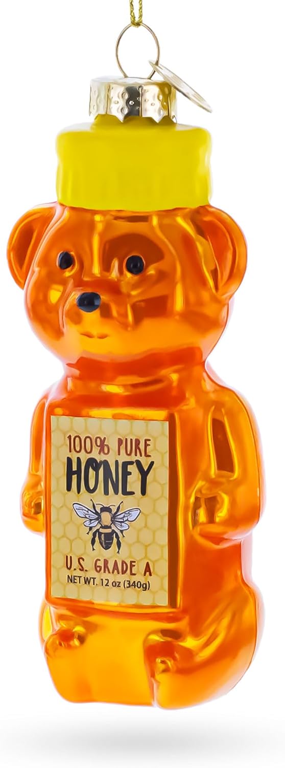 Honey Bear Bottle Blown Glass Christmas Ornament 1