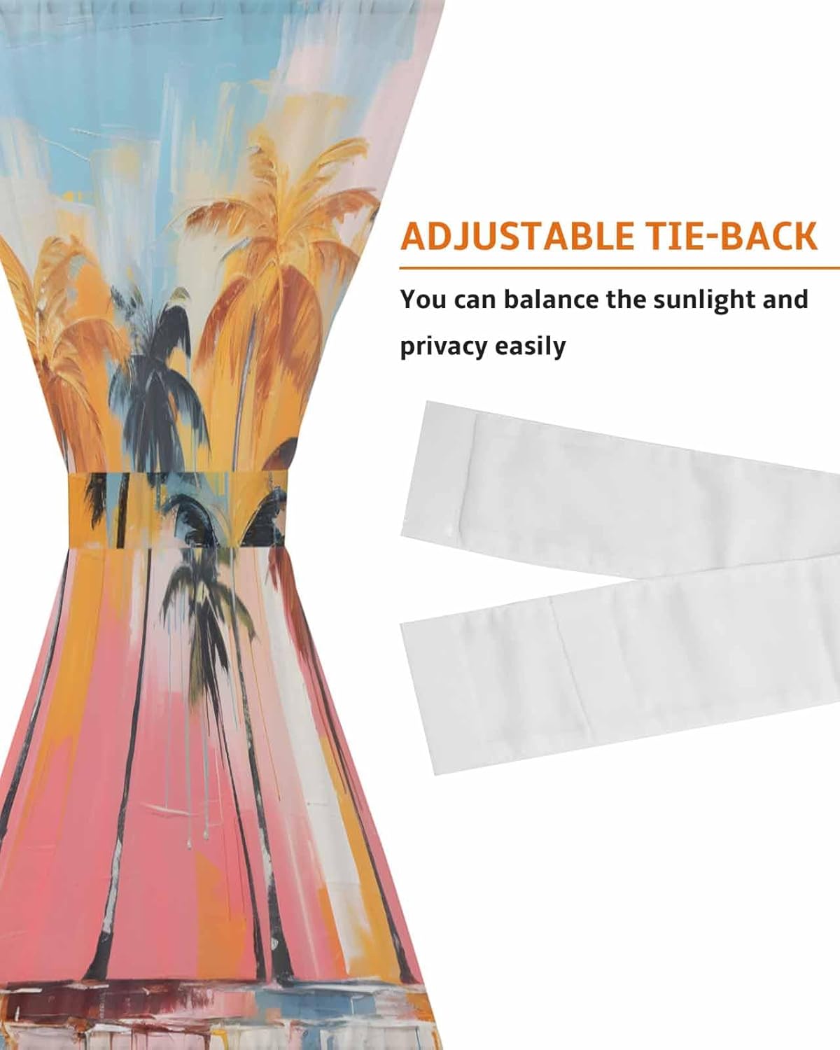 Front Door Curtain with Tiebacks Semi Sheer Abstract Art Design