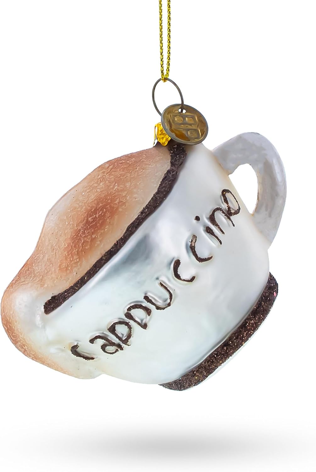 Steaming Cappuccino Cup Blown Glass Christmas Ornament 1