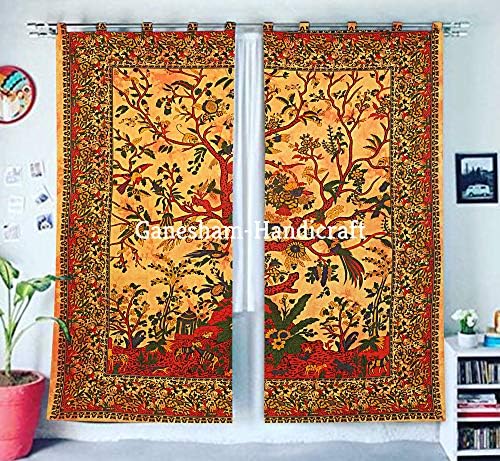 GANESHAM KLAVATE Yellow Mandala Curtain Panel
