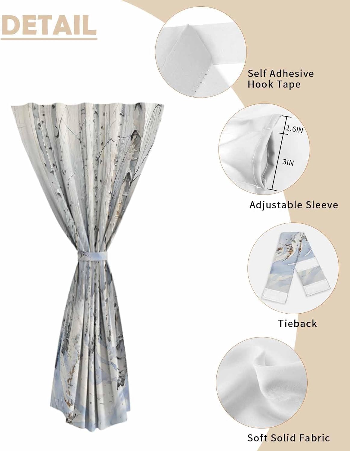 Christmas Tree Self Adhesive Portable Curtains for Windows
