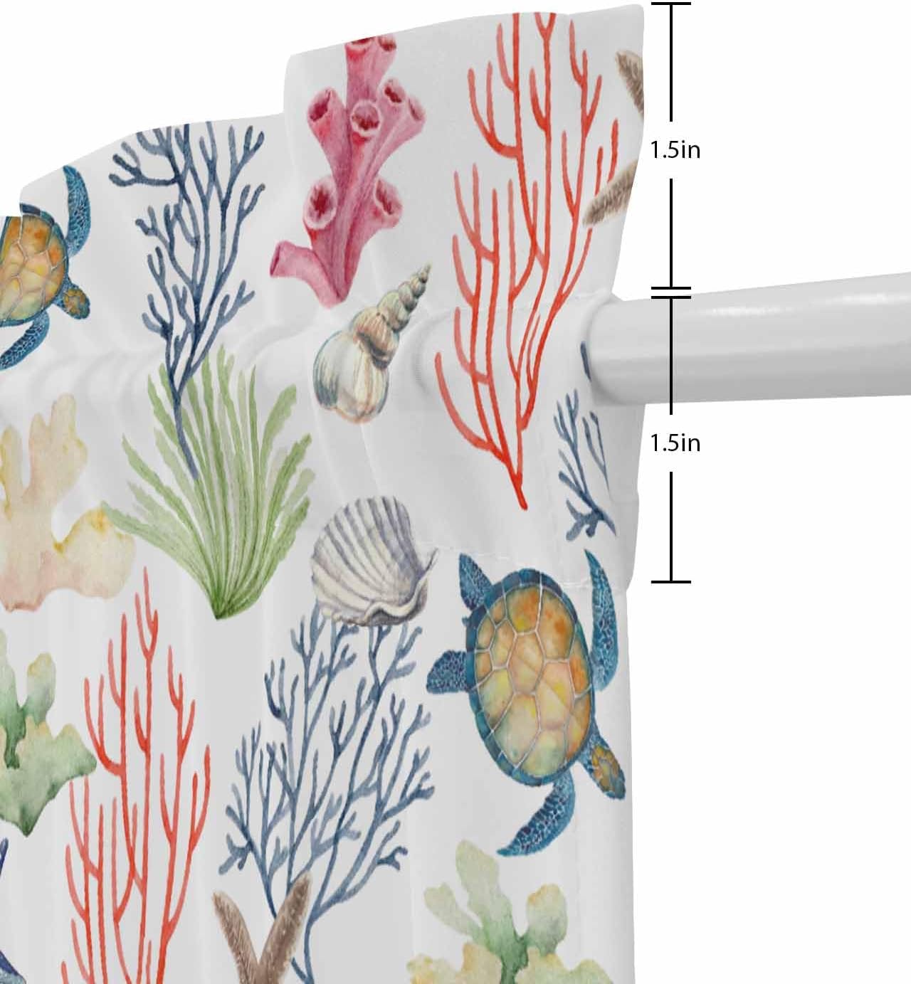 Summer Ocean Coral Front Door Curtain with Tiebacks