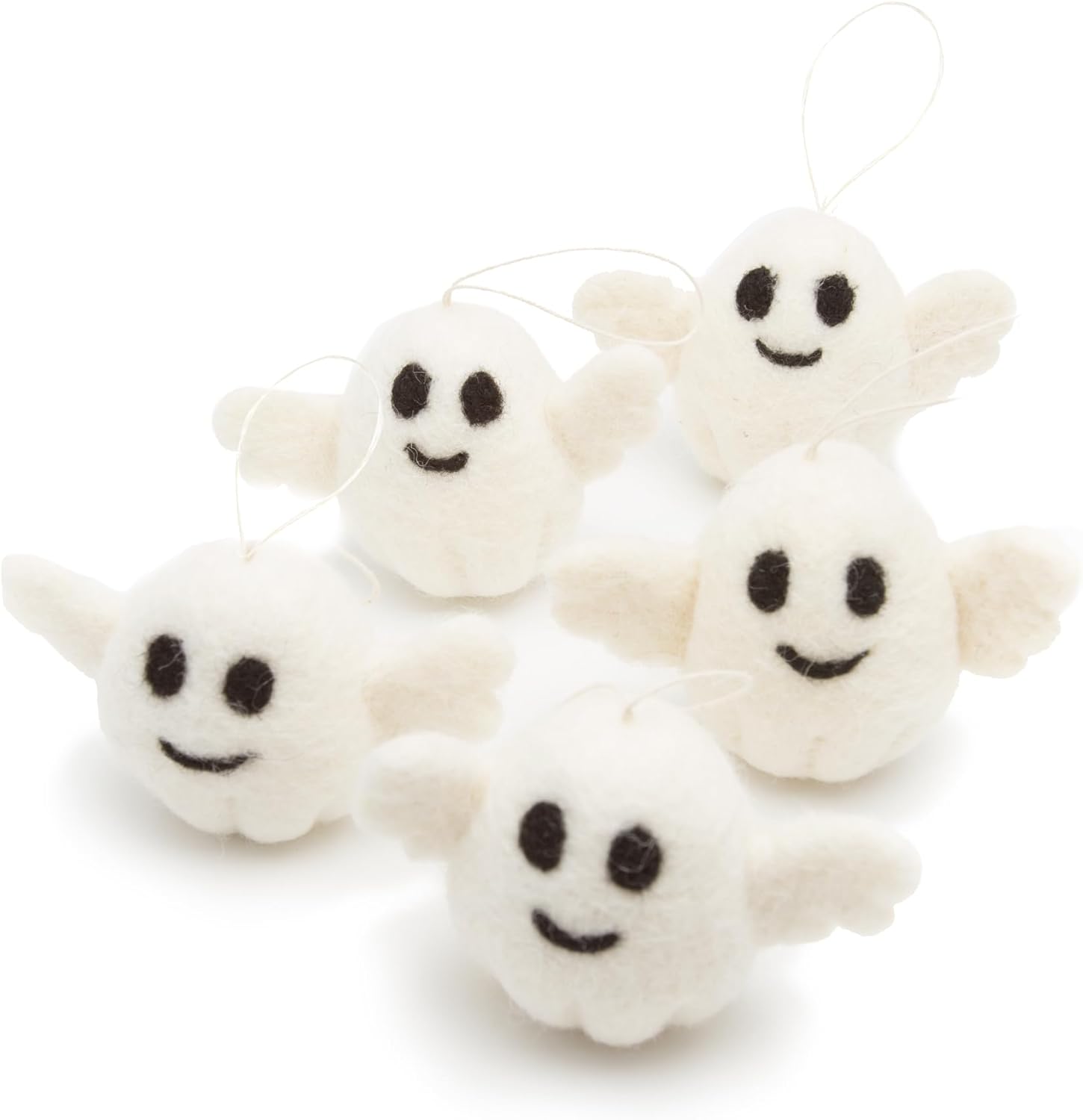 GLACIART ONE Wool Felt Ghost Halloween Decorations 5 Pack