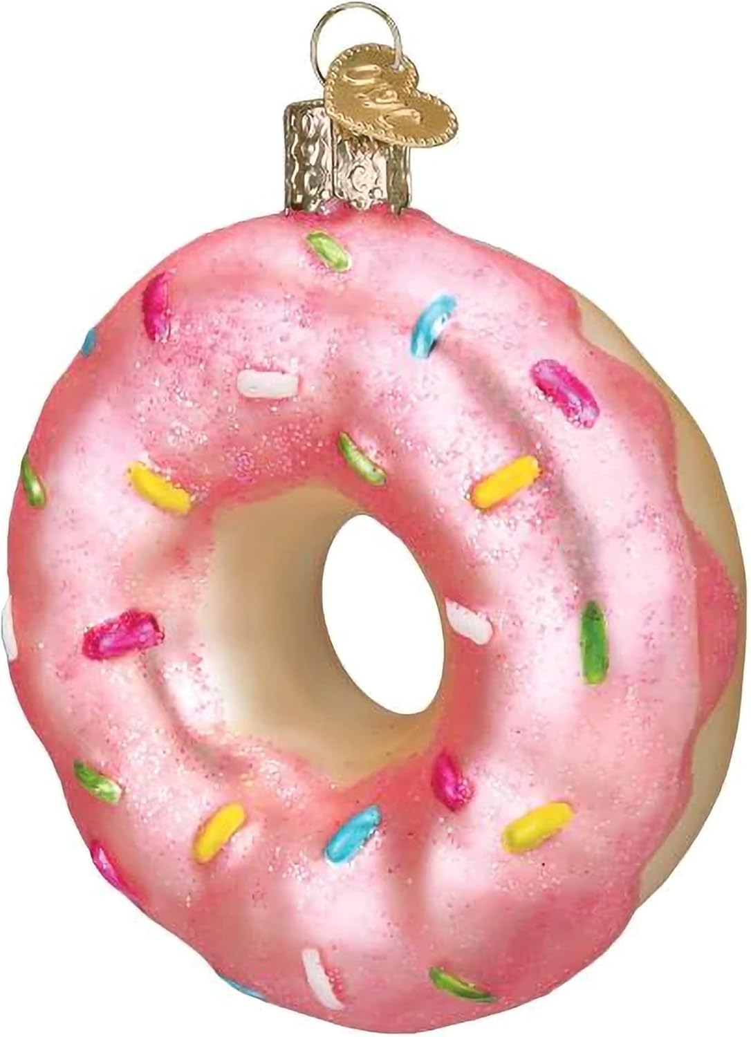 Old World Christmas Pink Frosted Donut Glass Ornament