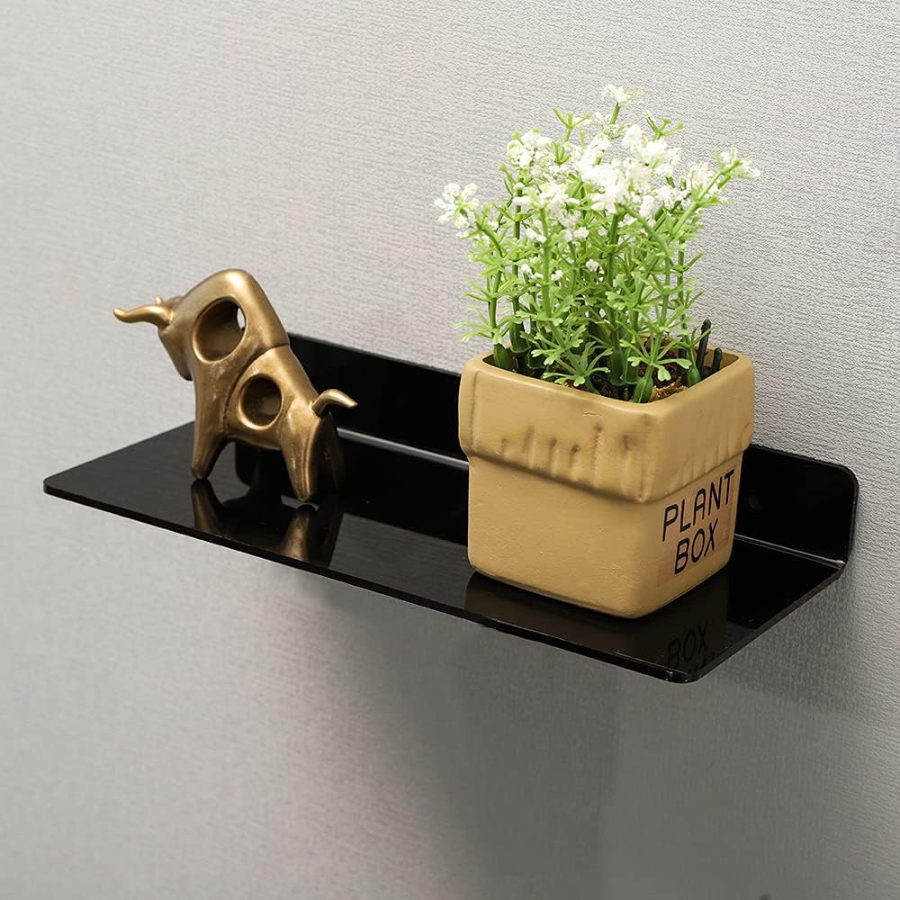 IEEK 4 Piece Black Acrylic Floating Wall Shelves