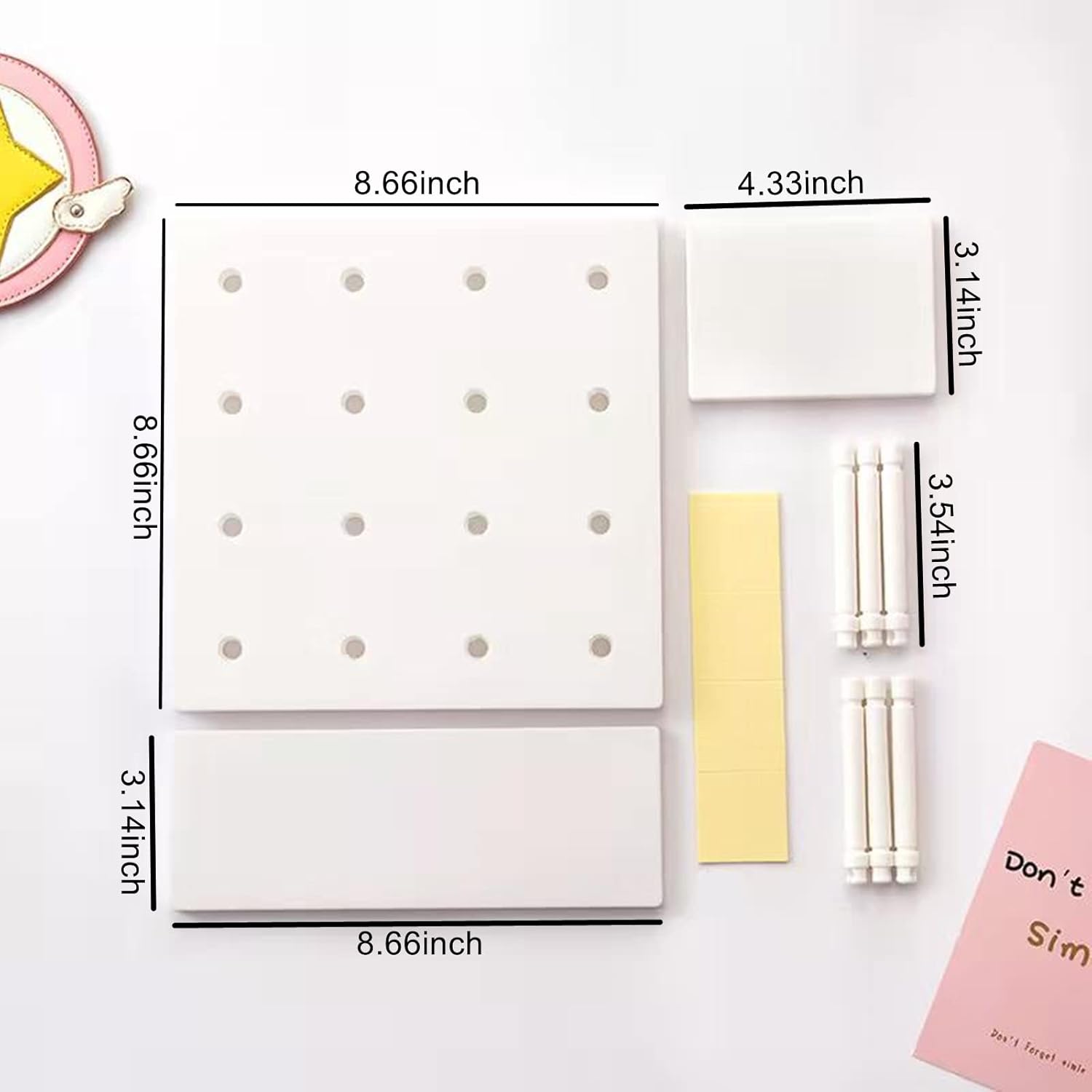 Pegboard Shelf Set with Hooks No Drilling