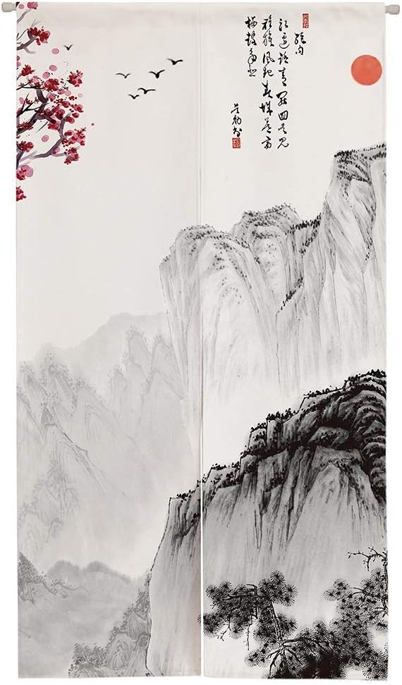Ofat Home Traditional Ink Painting Door Curtain 335 x 59 Inches