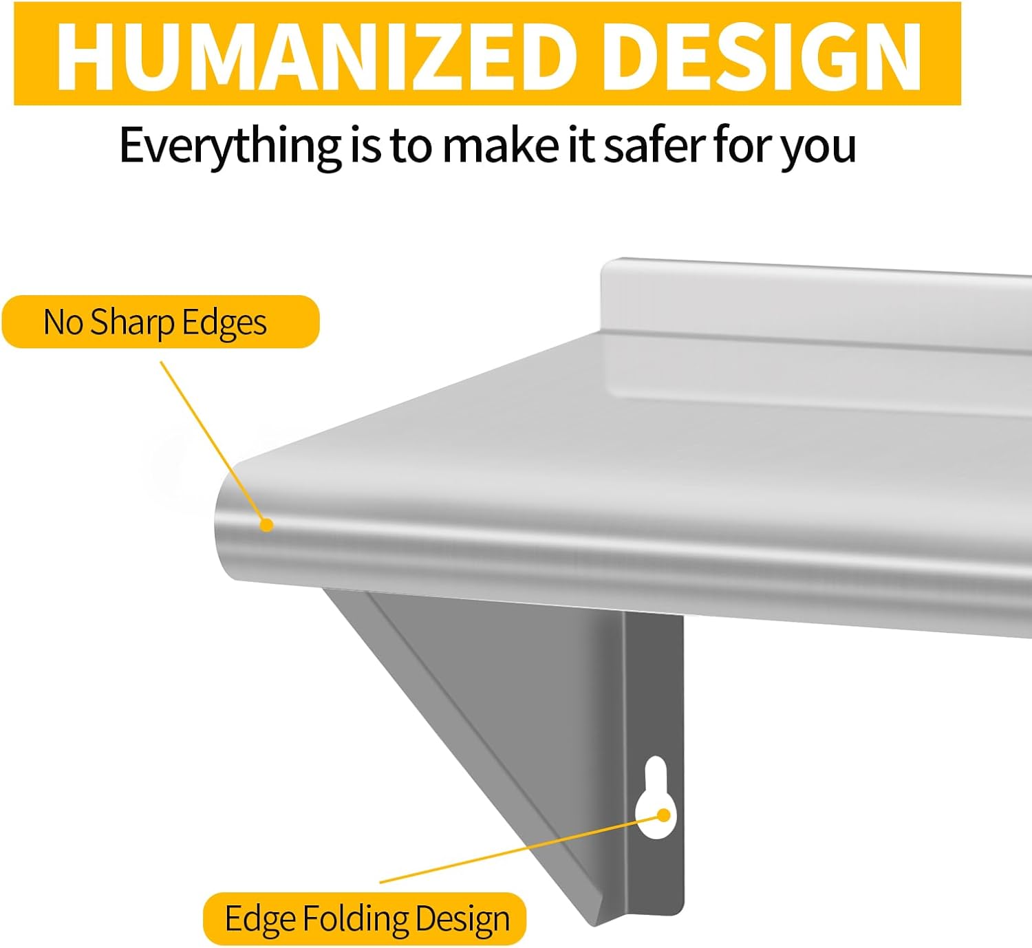 Stainless Steel Wall Shelf 12x60 Heavy Duty Floating Mount