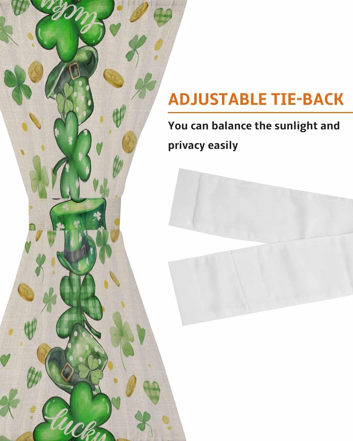St Patricks Day Front Door Curtain Panel with Tiebacks