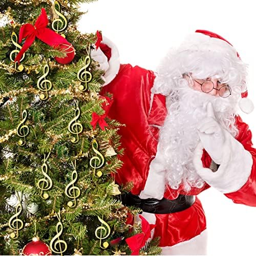 Christmas Treble Clef Hanging Ornament Set with Gold Ribbon - 24pcs